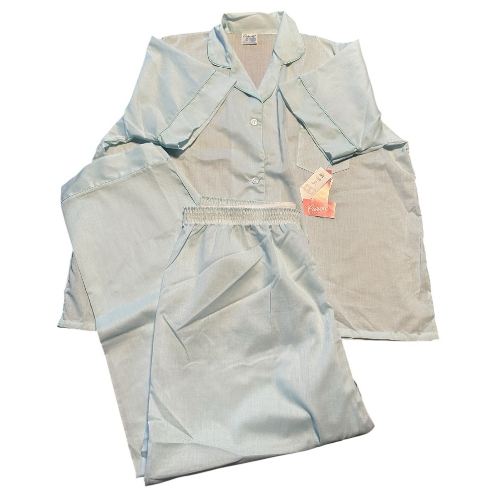 Light Blue Womens 2 Piece Cotton Pajama Set
